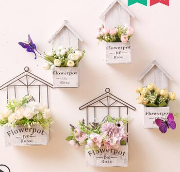 Vintage tre blomstervaser stilk blomsterpotter plantekasser vegghengende vase hjemmeinnredning smijernshåndverk