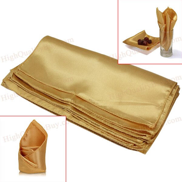 10Pcs Gold Square Cloth Napkins for Party Banquet Wedding Hotels Decor