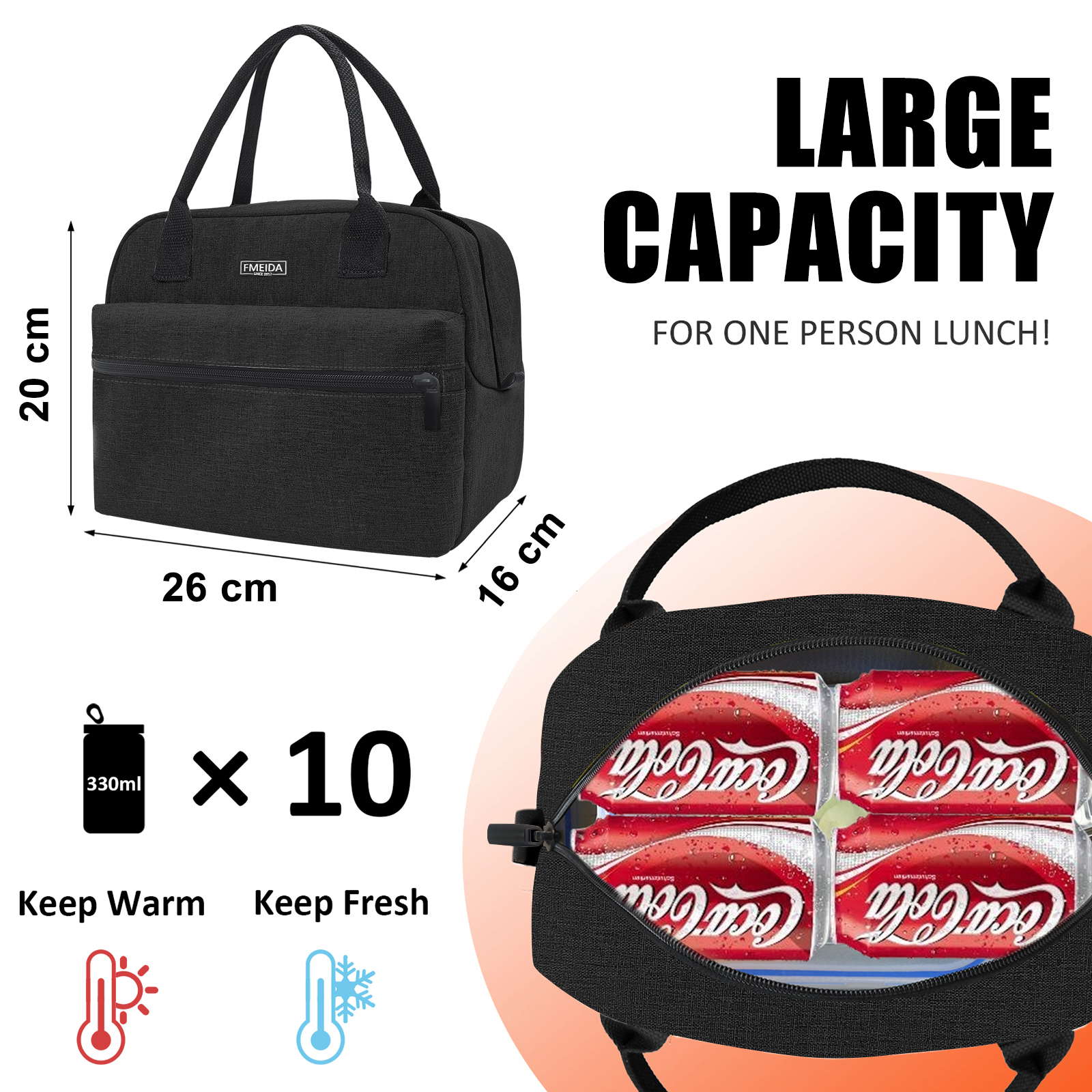Aosbos Effen Canvas Draagbare Koeler Lunch Tas Thermische Geïsoleerde Multifunctionele Zakken Voedsel Food Picknick Lunchbox Tas Mannen Vrouwen Kids