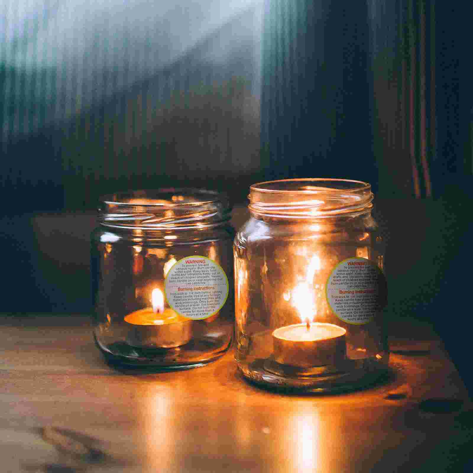 1 Roll Waterproof Adhesive Warning Decals Label for Candle Jars Containers