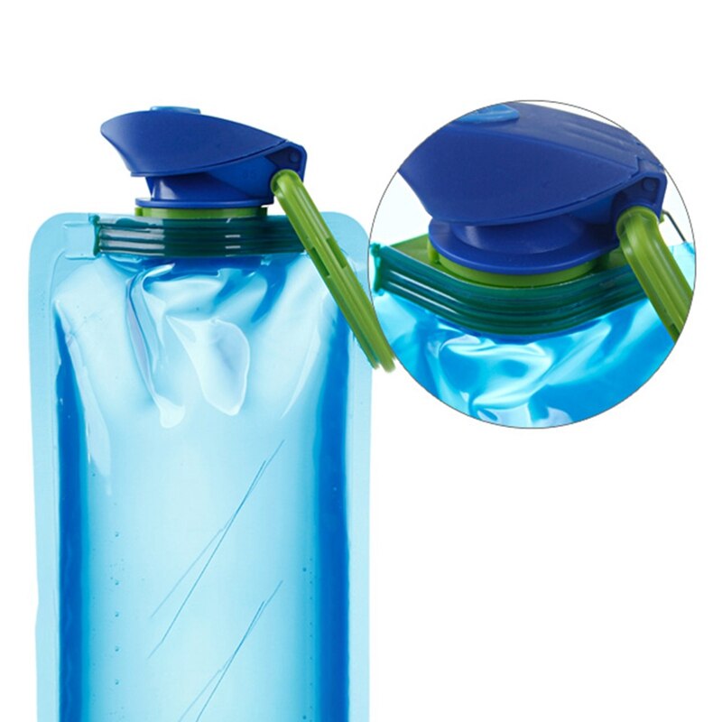 Bolsa de plástico plegable para botella, bolsa ligera y portátil para acampar, senderismo y Picnic, 700ml