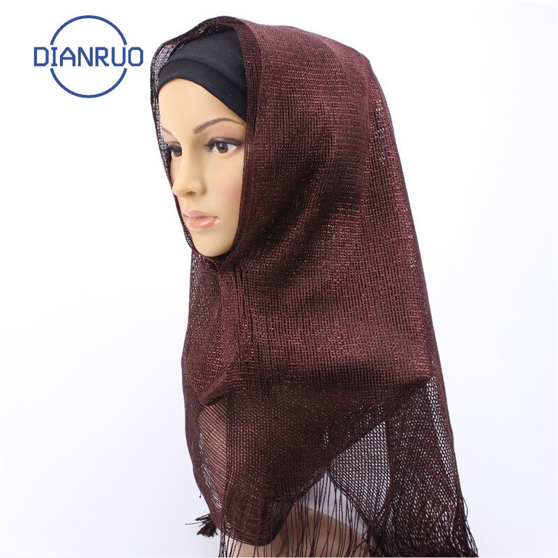 Dianruo suosittu yksivärinen naisten huivi shaalipanta femme bandana tupsut pitsi muslimi hijabit pehmeät päähuivit  n207