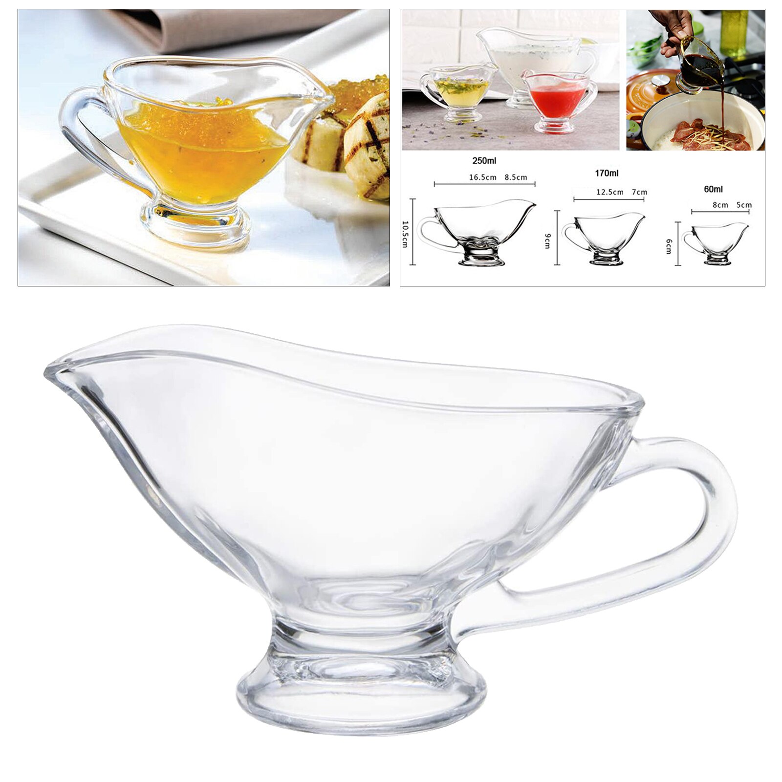 Clear Beefsteak Gravy Sauce Boat Steak Juice Container Restaurant Tool: 250ml