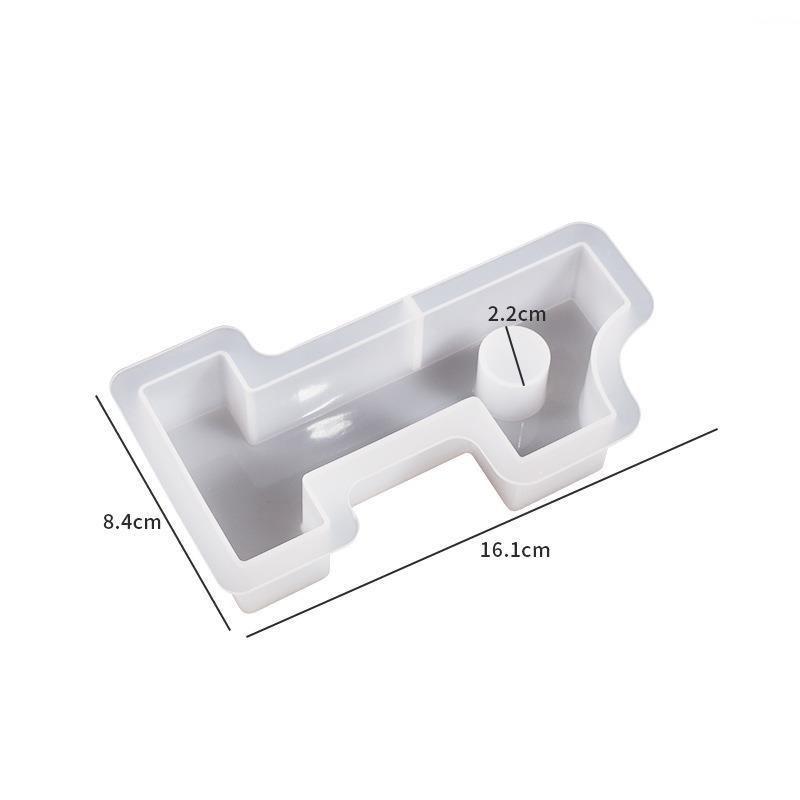 Molde de silicona de resina epoxi para candelabro Digital geométrico, soporte de vela de números árabes, yeso, decoración, bricolaje, 0-9: Gris claro