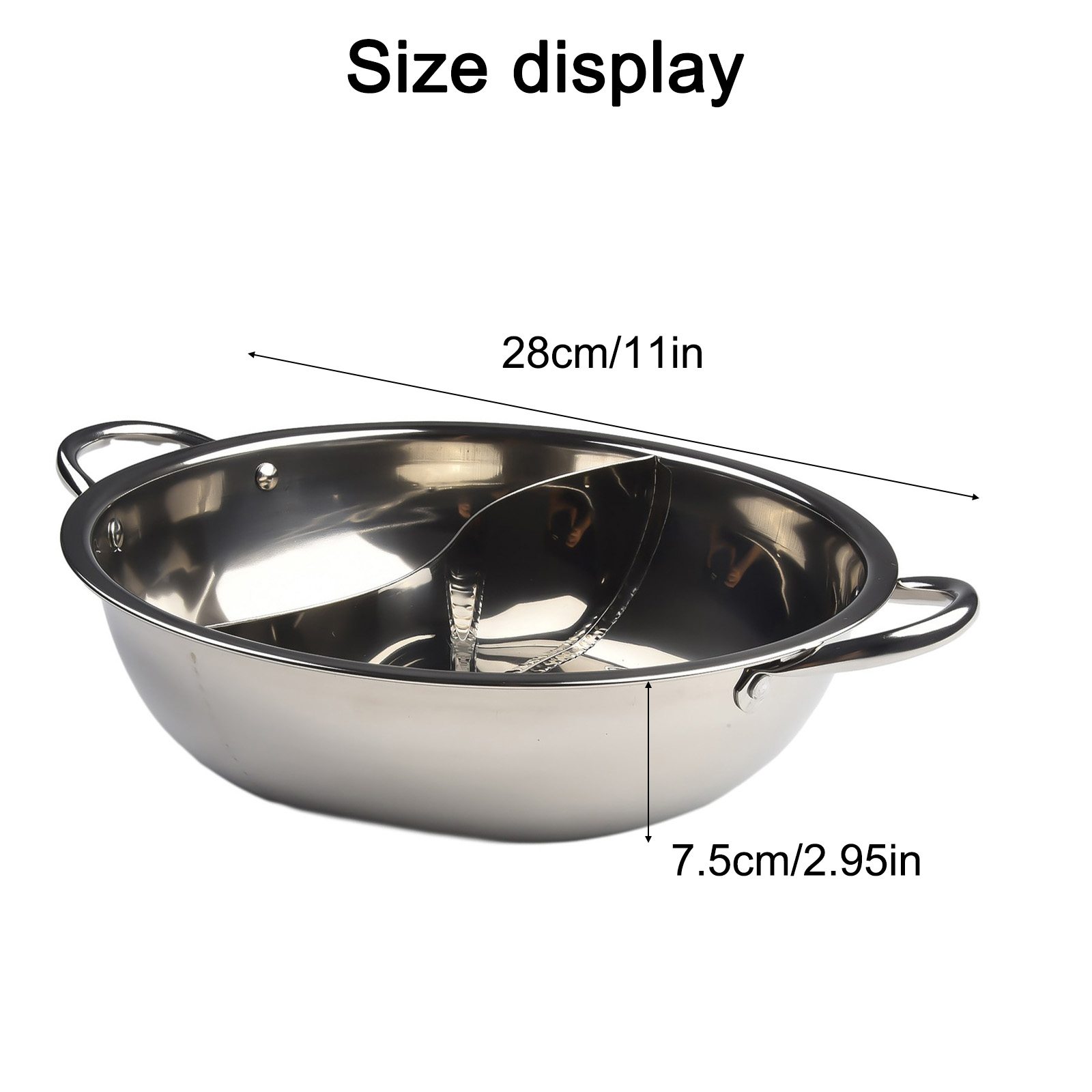 28 cm Rvs Twin Verdeelde Dubbele Pot Hotpot Fornuis Gasfornuis Compatibel Pot Chinese Pot Keuken Soep Kookpot