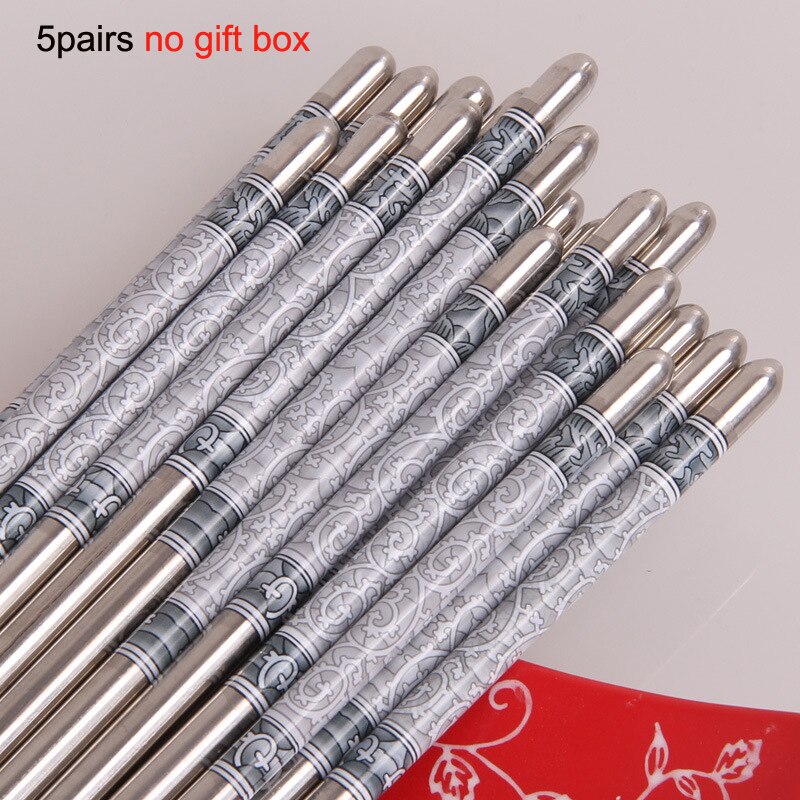 BalleenShiny Stainless Steel Blue and White Chinese Porcelain Printing Chopsticks Sushi Hashi Chop Sticks Kitchen Tableware: 1