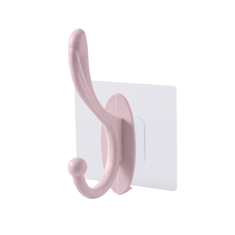 PVC Door Hanger Strong Adhesive Glue Door Hook Bathroom Wall Load-bearing Coat Towel Hanger Household Products: Pink
