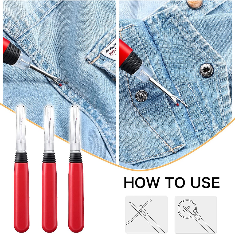 1/2/3Pcs Seam Ripper Tools with Light Handy Stitch Removal Tool Sewing Thread Remover Cutter Stitch Opener for Sewing Crafting