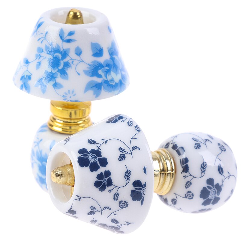 1:12 Mini Ceramic Lamp Miniatures Dollhouse Toy Porcelain Miniature Table Lamp Doll House Accessories