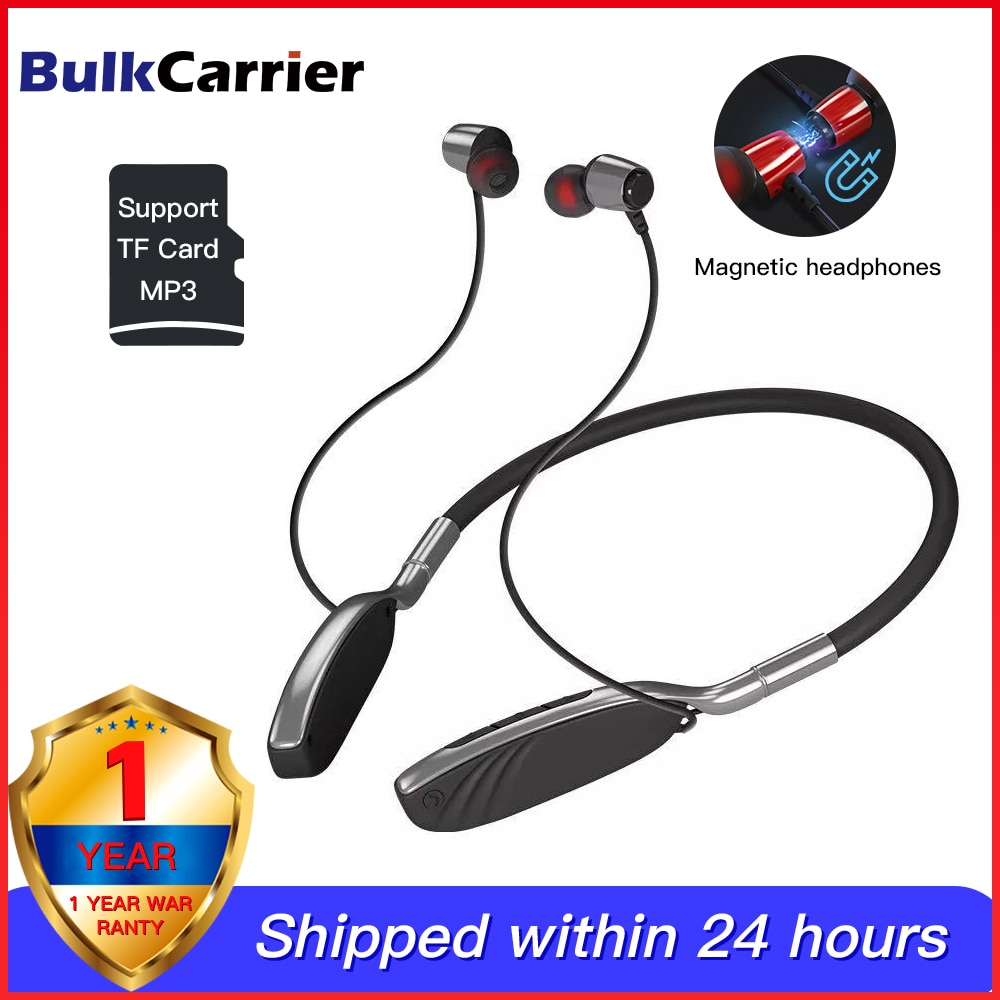 Sports Running Wireless Bluetooth Earphones Magnetic Headset IPX5 Waterproof Sport Sweatproof earbuds with Mic Support TF card