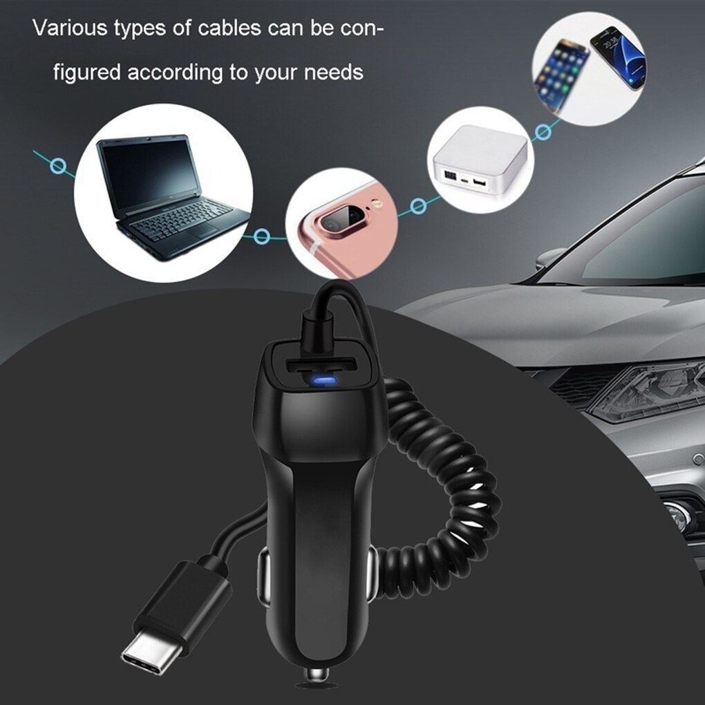 Usb Auto Telefoon Oplader Auto Usb Lader Snel Opladen Charge Micro Usb Type C Verlichting Kabel Voor Iphone Voor Samsung