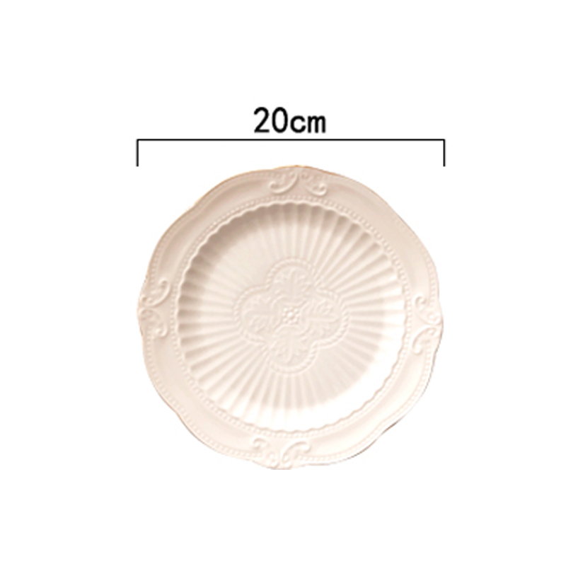 Golden Stroke Dessert Plate Nordic Modern Relief Craft Steak Pasta Dinner Plates Ceramic Carving Cake Fruit Dishes Tableware: 20cm