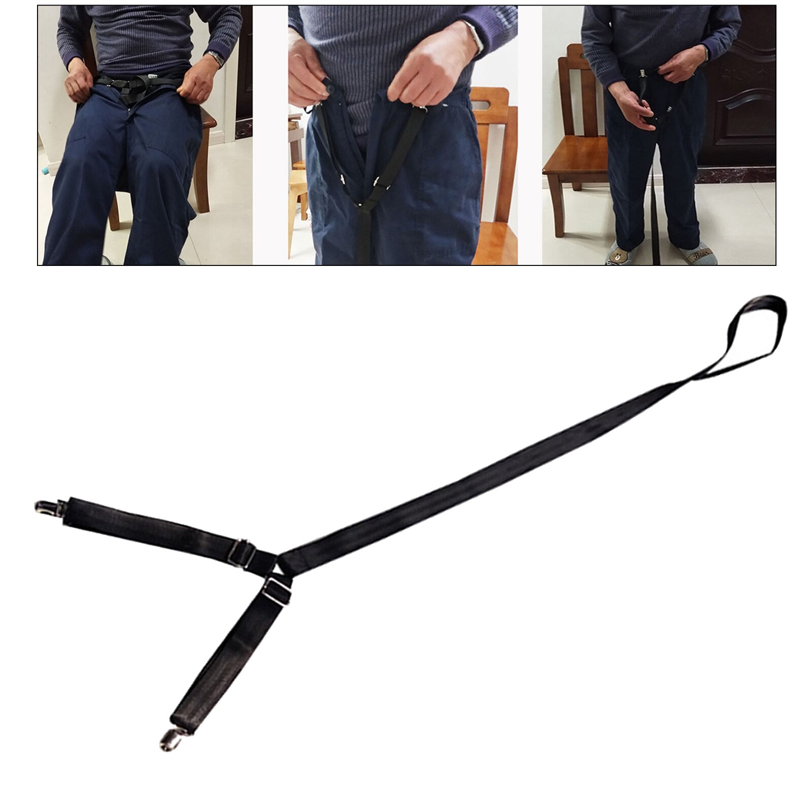 Makkelijk Te Plaatsen Clip En Pull Dressing Aid Band Broek Assist Aids Voor Ouderen Senioren Verstelbare 99-115Cm zwart