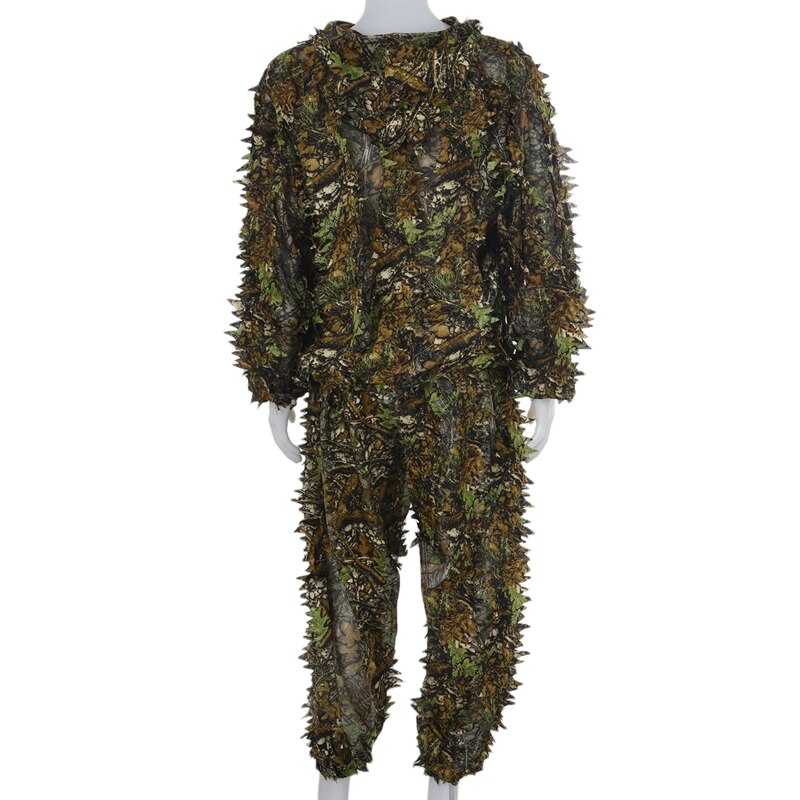 3D Folha Adultos Ghillie Suit Woodland Camo/Camuflagem Caça Veados Perseguição em