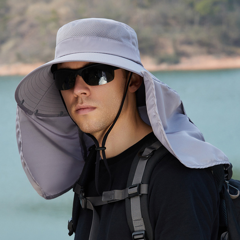 Mannen Zomer Visser Hoeden Mesh Ademend Zon Outdoor Waterdichte Emmer Hoed Klimmen Vissen Sjaal Guard Cap