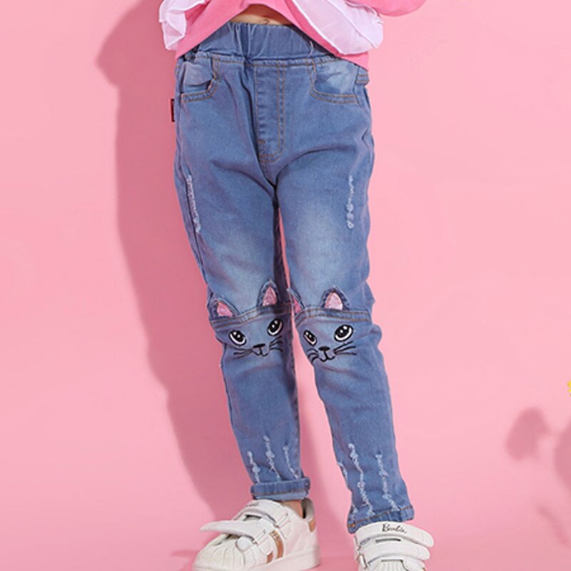Ours Leader filles jean nouvel été enfants fille Pantalon enfants crayon Leggings bouton mouche Pantalon Fillette pour 3 7Y: Blue AZ642 / 4T