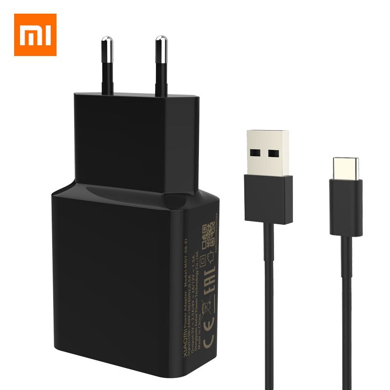 Originele Xiaomi Fast Charger Adapter 9V 2A Qc 3.0 Usb Type C Kabel Reizen Opladen Adapter Voor Mi 8 9 Se 9 T Pro 10 Lite A3 Max: Charger Type-C Black