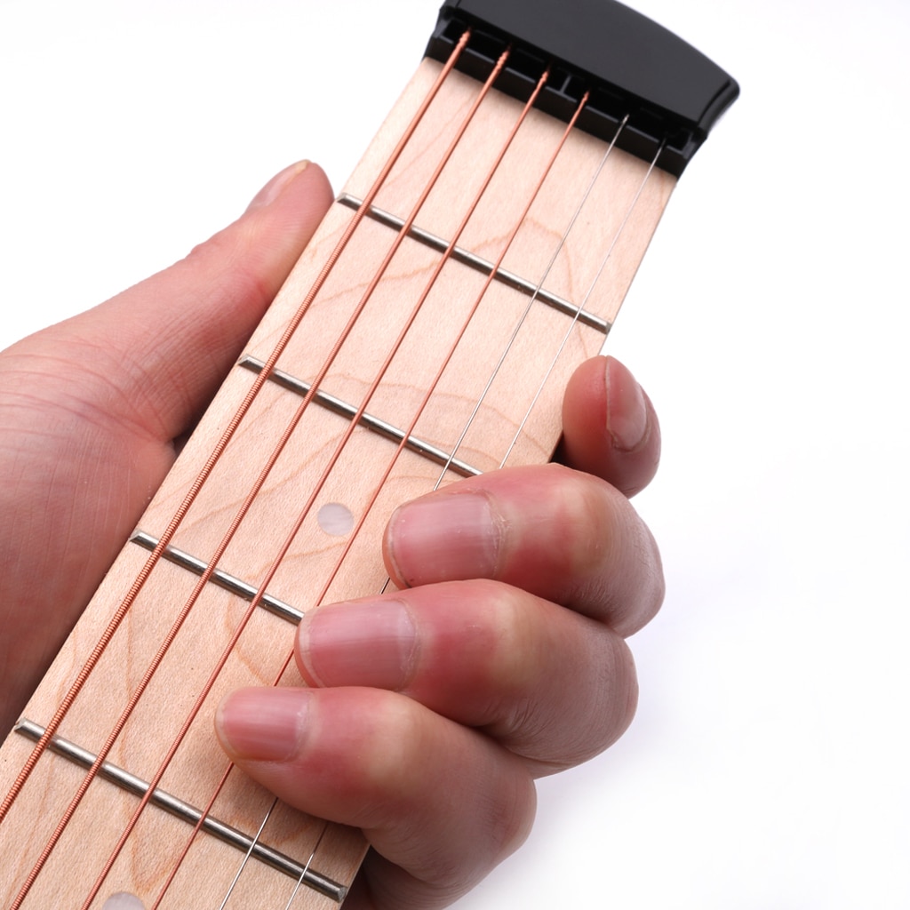 Mini 6 bånd guitar finger opbevaring træningsmaskine guitarer akkord finger træner 6 strenge 6 bånd lomme guitar til begyndere