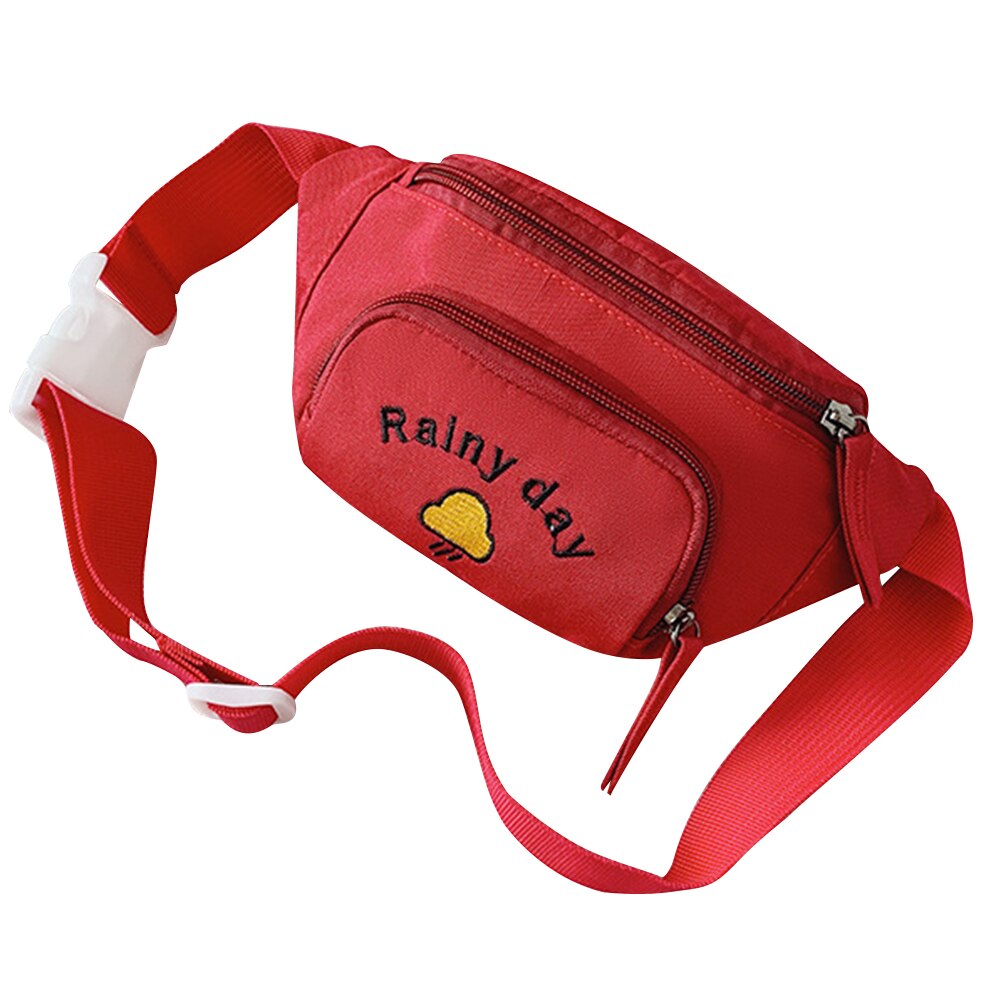 Kids Boys Girls Waist Fanny Packs Bum Bag Canvas Travel Festival Sports Purse Satchel Walking Pouch: Red