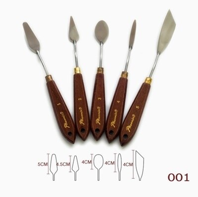 Phoenix ensemble de 5 pièces en acier inoxydable spatule cuisson pâtisserie outil mélange grattoir Pack Art Scorper huile grattoir peinture pelle Palette: Rouge