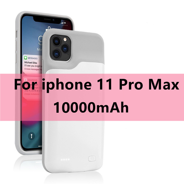 10000mAh Battery Charger Case For iPhone 11 12 Pro Max for iPhone 6 6S 7 8 Plus 7p 8p XR X S MAX SE 2 Power Bank Charging Cover: White For 11 Pro MAX