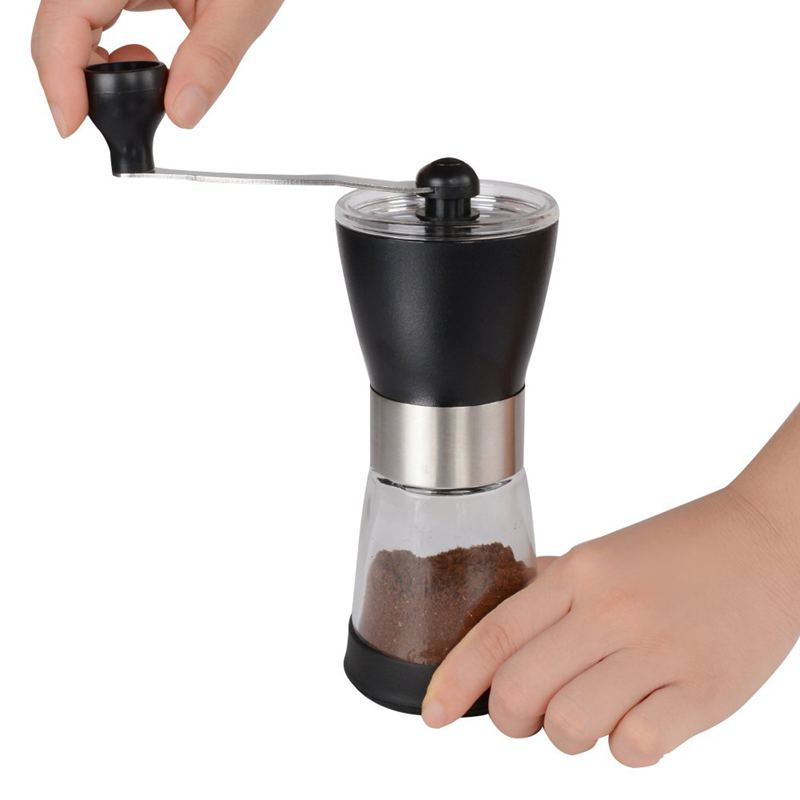 Eleg-manuel kaffekværn, keramisk kaffemølle, justerbar maling, glaskrukke, bygget til at holde, top bedømt: Default Title