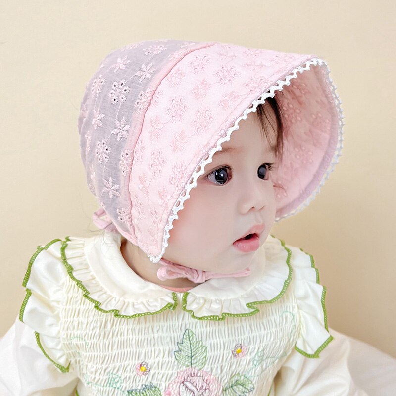 Chapeau d&#39;été pour bébé, Bonnet de princesse en dentelle, chapeau de soleil pour filles, accessoires Vintage, casquette pour enfants en bas âge, 3-15M, 2022: Pink