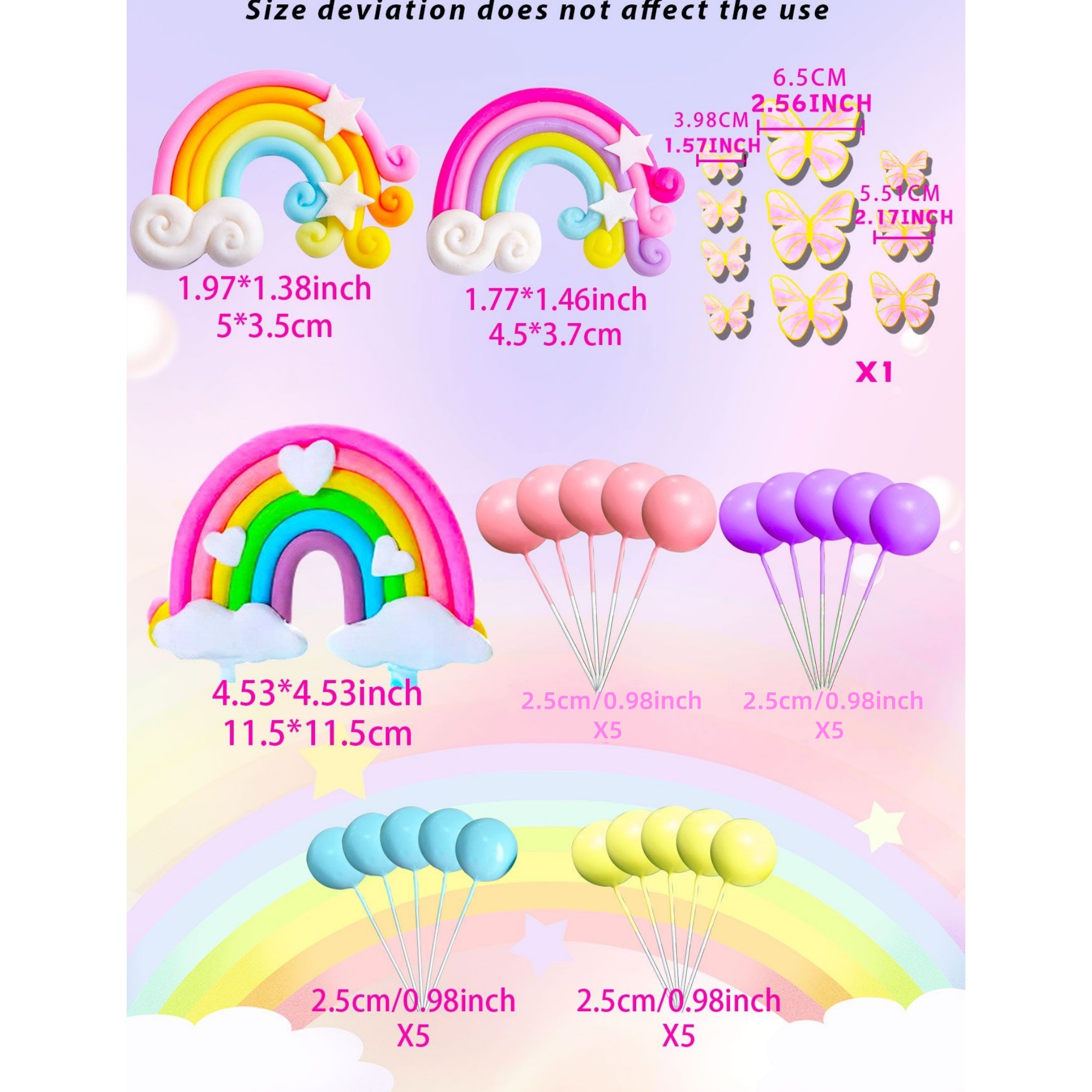 LaVenty 33 PCS Pink Rainbow Cake Topper Unicorn Rainbow Cake Decorations Boho Cake Topper Girls Birthday