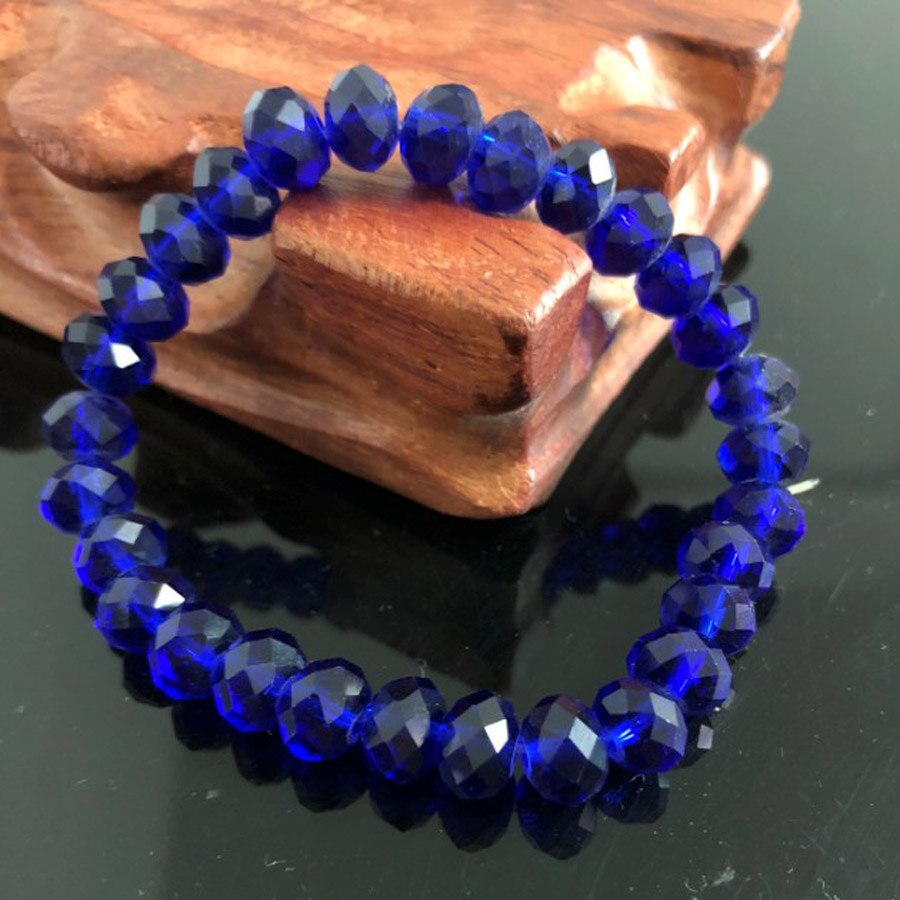 Charme Handgemachte frauen 8mm Strass Glas Kristall Perlen Runde Perlen strecken-Armbinde Femme Armreif Armbänder Mädchen wickeln Schmuck: HT8M3 8mm königlich Blau