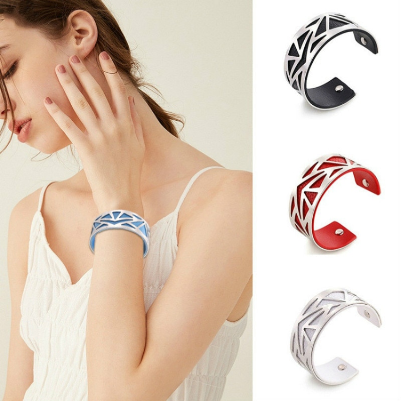 16 Colors Cuff Bangle Leather Slivery Gold Color Bracelet Georgette Indian Jewelry Pulseiras Love Bangles for Women Femme vimio