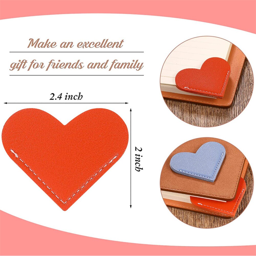 Pu Leather Heart Bookmark Book Corner Protective Cover Bookworm For Book Lover Stationery Supplies Bookmark