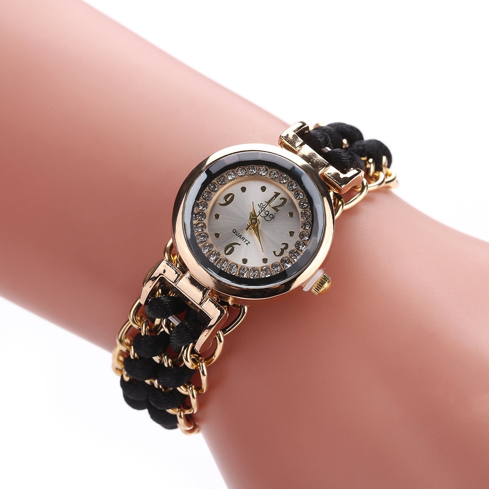 Watch Knitting Rope Chain Winding Analog Male Female Quartz Men Women's Watches Movement Wristwatch Bracelet Ladies Girls Clock: A