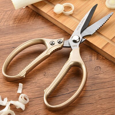 Kata 2Pcs Keuken Schaar Kip Bone Keuken Scharen, eend Vis Cutter Rvs Vis Schaar Schaal Schoon Kok Schaar: Goud