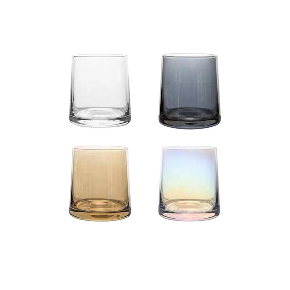 Japanese Style 220ML Water Glass Colorful Household Whiskey Glass Thick Bottom Ion Plated Water Juice Glass Glass