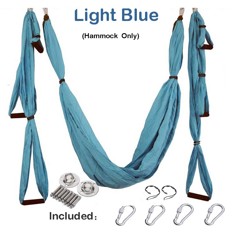 Anti-Gravity Yoga Hangmat Gym Sterkte Inversie Antenne Tractie Swing Yoga Riem Set: Light blue