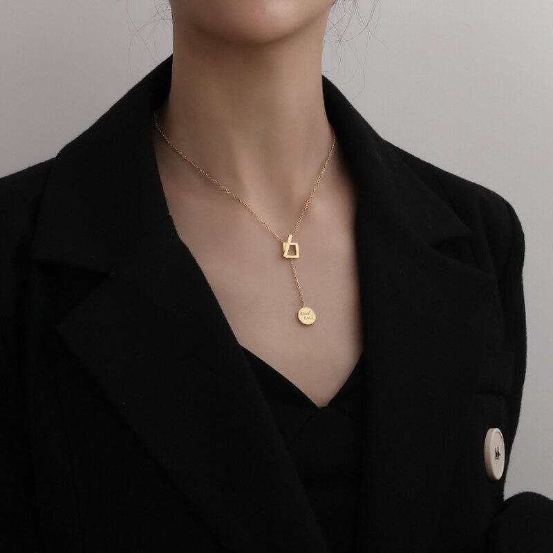 in Acciaio Inox Buona Fortuna Collana in Oro Le Donne Gioelleria Raffinata E Alla Moda Semplice girocollo Collari Temperamento Pendenti con Gemme E Perle