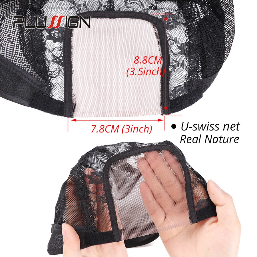 U Part Lace Front Wig Caps Make Your Own Beauty Wigs Ventilating Swiss Lace Cap Black Plussign Spandex Dome Cap Wig Accessories