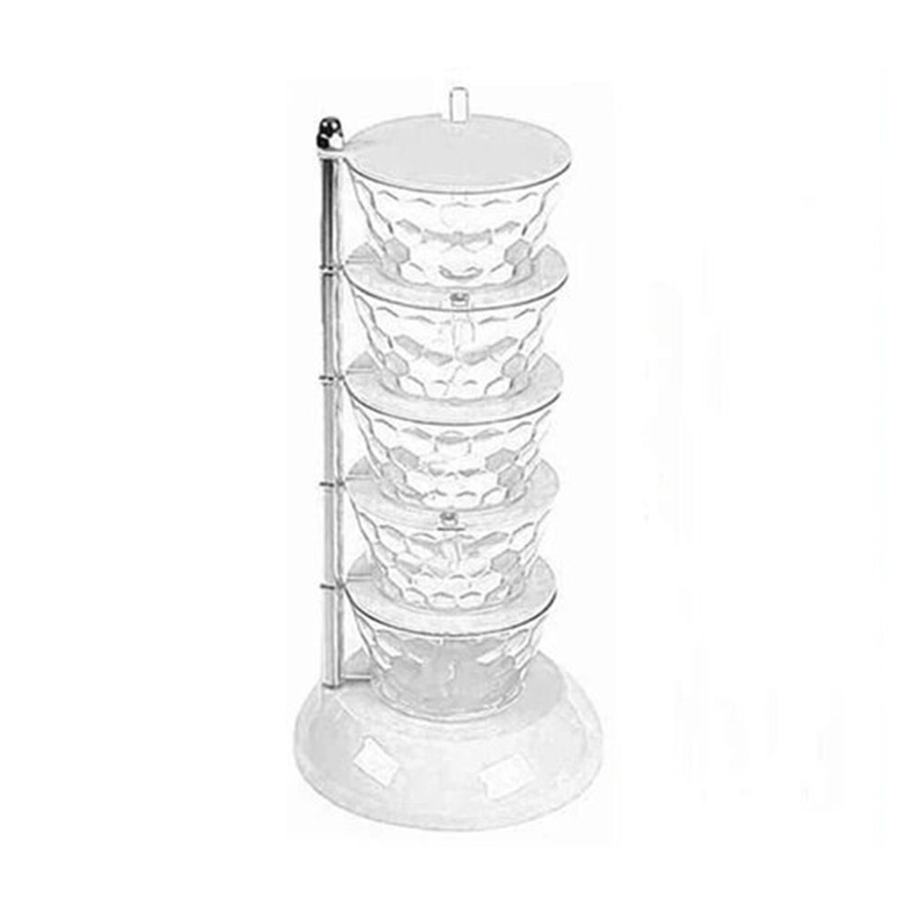 Crystal Transparent 4/5 Layer 360 Degree Vertical Kitchen Rotation Storage Seasoning Box Food Storage Container: 5-layer White