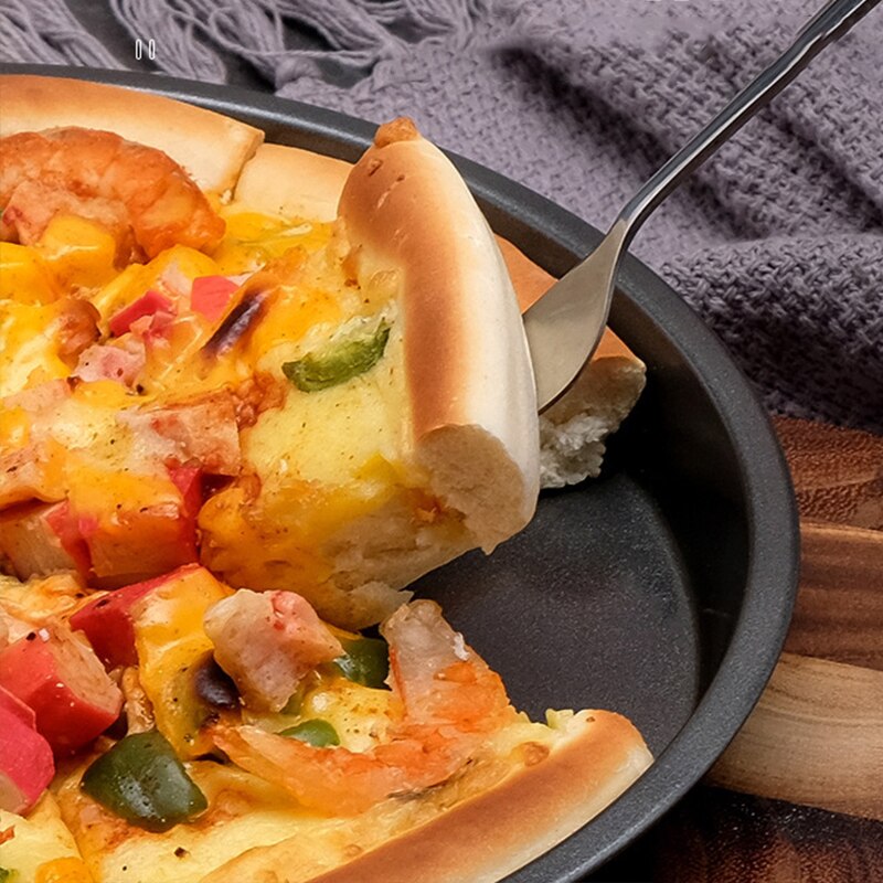 Poêle antiadhésive ronde en acier au carbone, de alimentaire, poêle à Pizza, outil de pâte, moule à gâteau, accessoires de cuisine