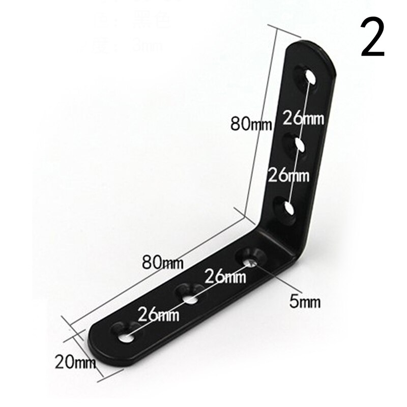 Thickened Stainless Steel,laminate Support, L Shape Fixed Bracket Connector, 90 Degree Right Angle, Black Corner Code: N9-80x80