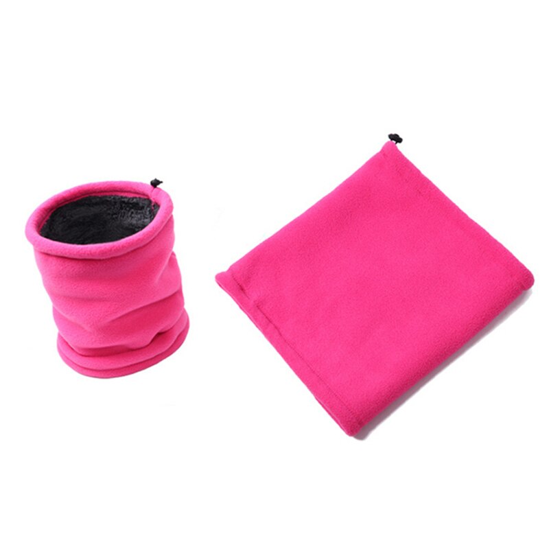 Ademende dubbellaagse fleece warme sjaal voor dames, buiten, winter, dikke nekwarmer voor heren, motorrijden, skiën, fietsen, gezichtsmasker: Rozenrood