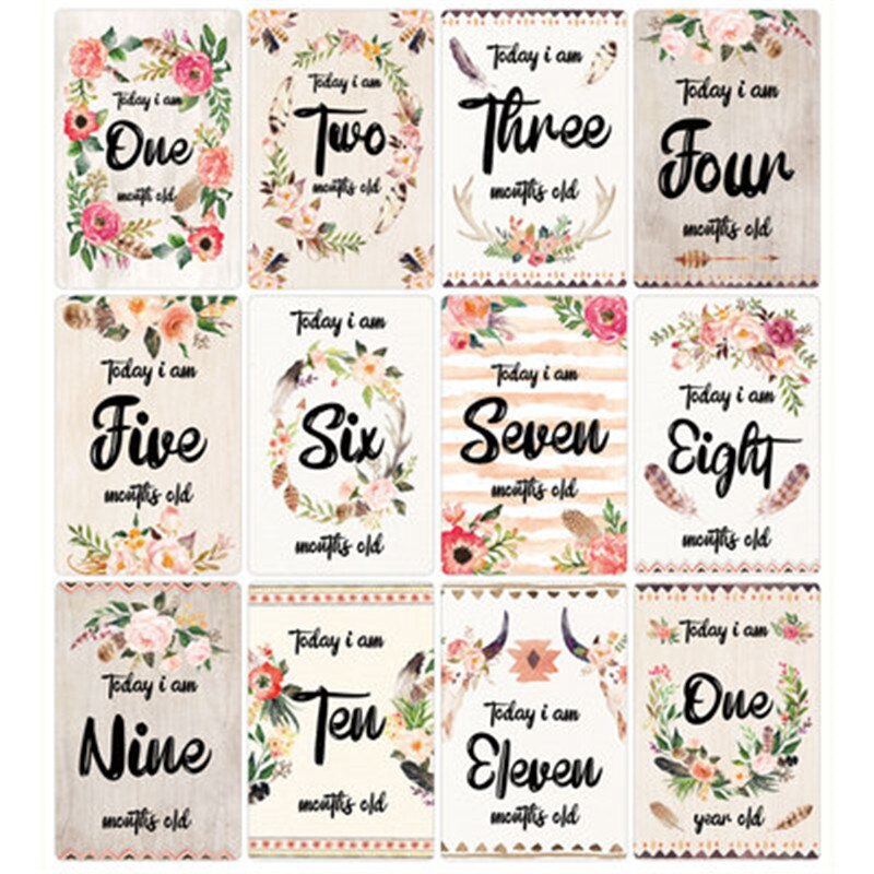12Pcs Baby Forest Deer Card Milestone Card Photogr... – Grandado