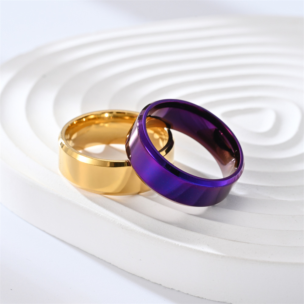 Anillos de acero inoxidable de titanio para hombre y mujer, 7 colores, 8mm, anillo de compromiso de boda cepillado mate, de joyería para pareja