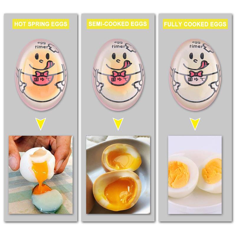 1pcs Egg Perfect Color Changing Timer Yummy Soft Hard Boiled Eggs Cooking Kitchen Eco-Friendly Resin Egg Timer Cute Timer Tools