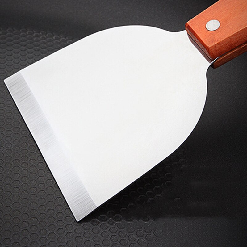 Acier inoxydable crêpe tourneur métal spatule Scoop plat Burger Pizza Grill Flipper manche en bois vaisselle cuisine BBQ outils