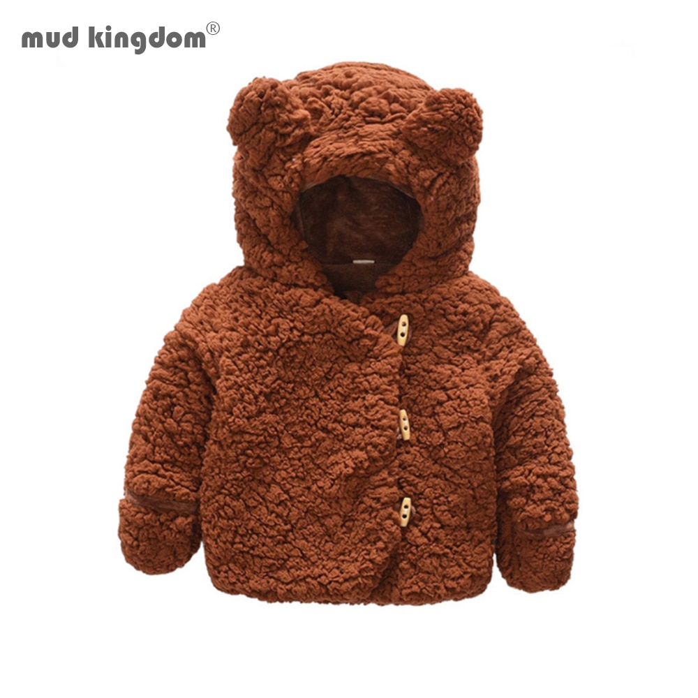 Mudkingdom Baby Clothes Long Sleeve Autumn Winter Ear Hooded Baby Boys Girls Jackets Fleece Thick Warm Outerwear Baby Coats