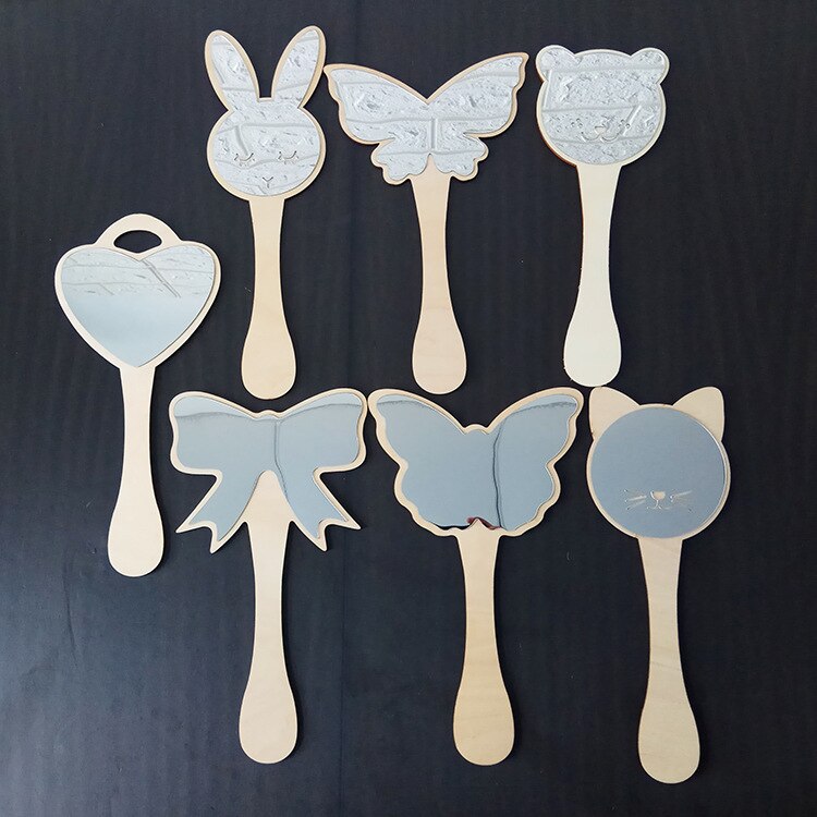 Wooden handle mirror makeup small wooden mirror wooden handle mirror