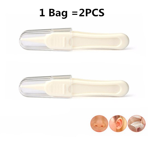 2Pcs Newborn Nostril Cleaning Infant Safety Ear Nose Navel Cleaning Plastic Tweezers Safe Pincet Forceps Clean Baby Accessories: Default Title
