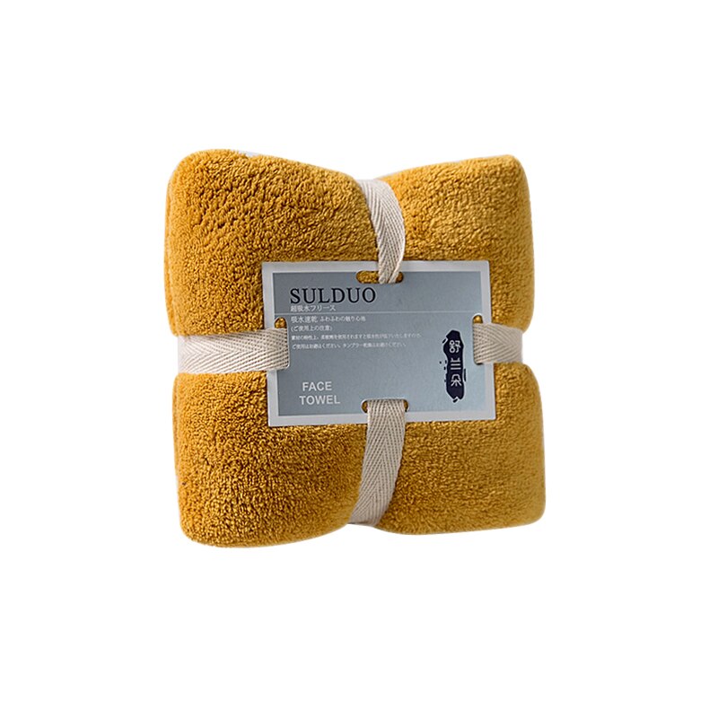 Washable Polyester-cotton Bathroom Towel Coral Velvet Towel Strong Water Absorpt Face Hand Towels Quick-Dry Bath Towels Wrap: Yellow