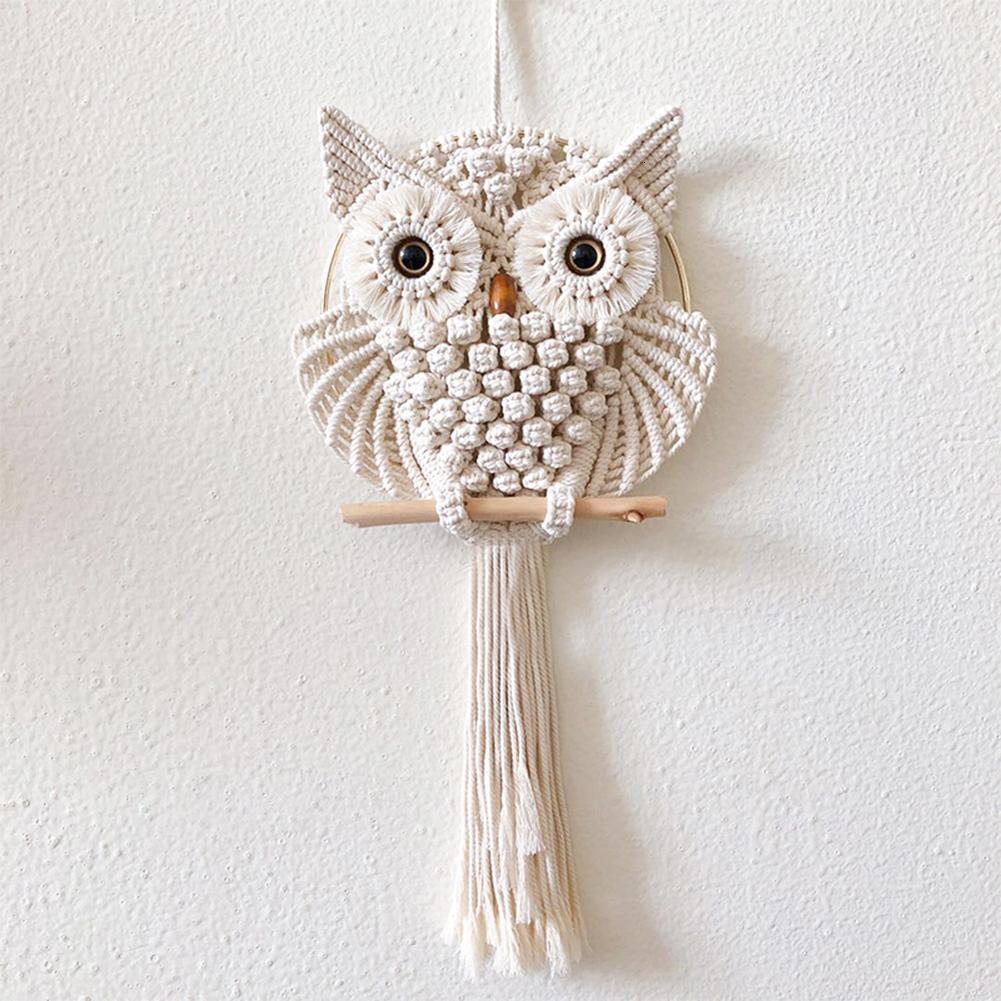 Novedosos búhos atrapasueños macramé de algodón para colgar en la pared borlas hechas a mano atrapasueños decoración del hogar 15/30cm
